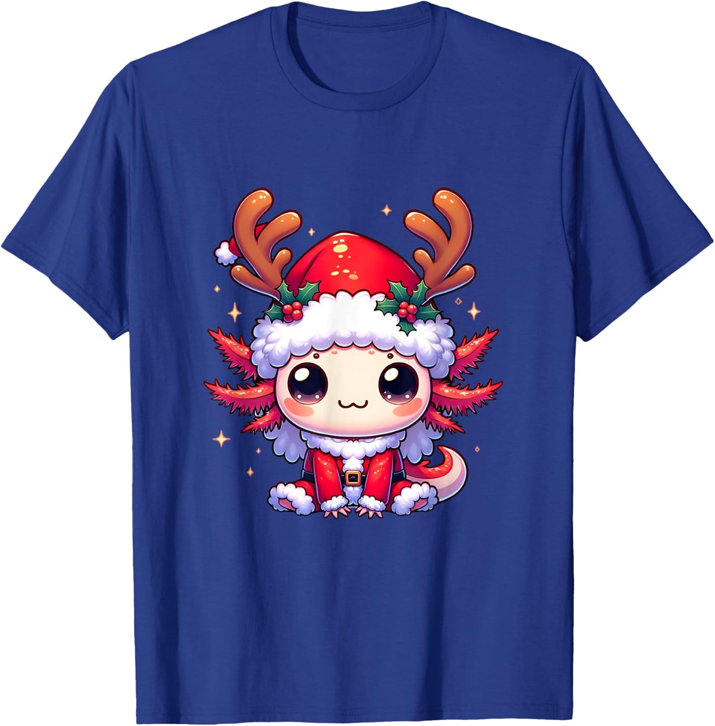 Santa axolotl Funny cute xmas funny christmas T-Shirt - T-Shirt | Royal