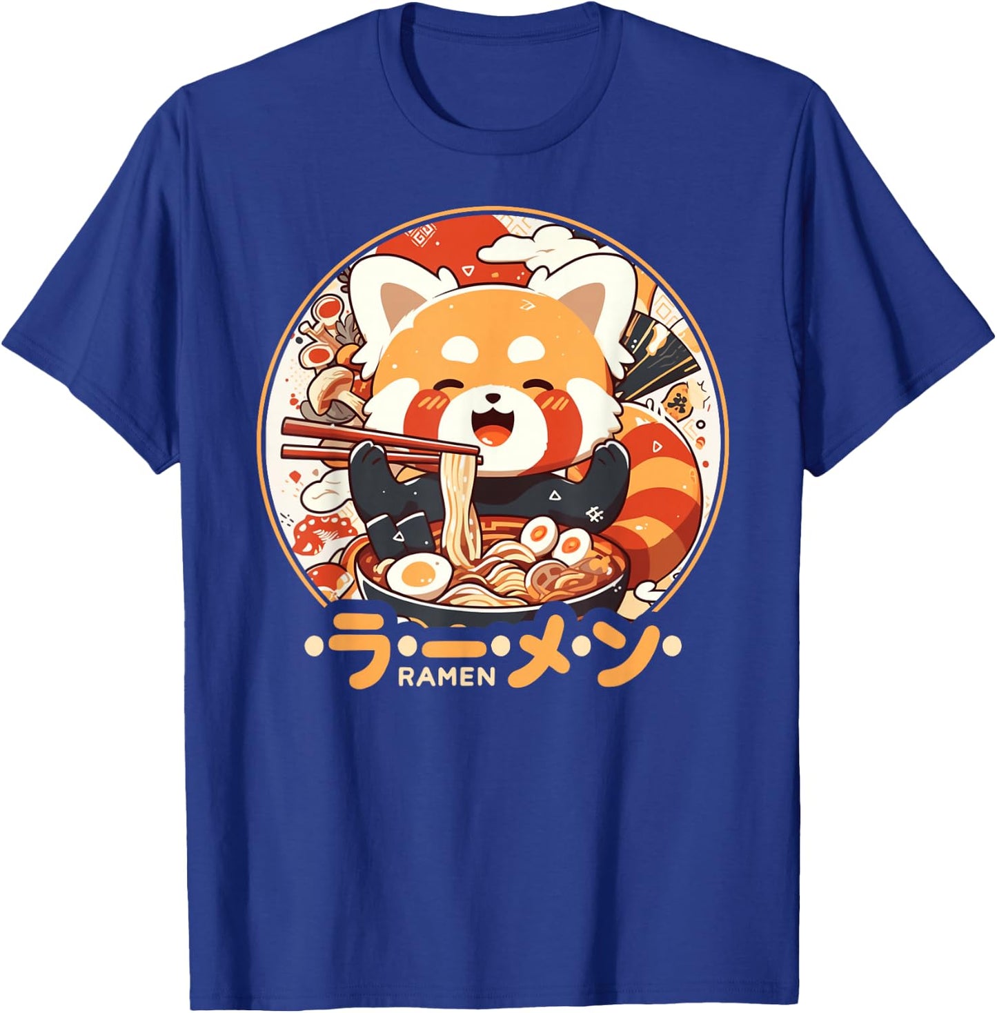 Red Panda Loves Ramen Kawaii Neko Red Panda Ramen , black T-Shirt - T-Shirt | Royal