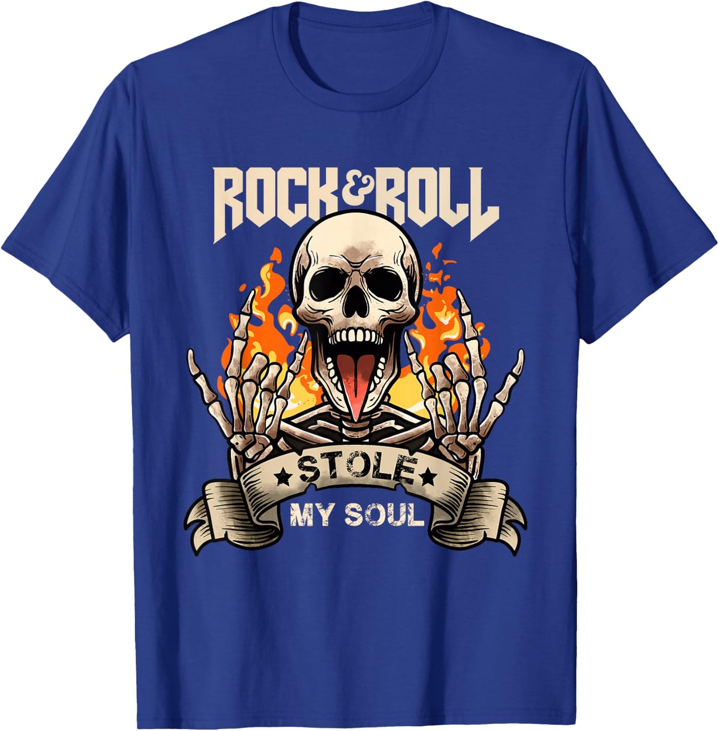 Rock & Roll Concert Retro Vintage Rock and Roll Stole My Soul , Black, S T-Shirt - T-Shirt | Royal