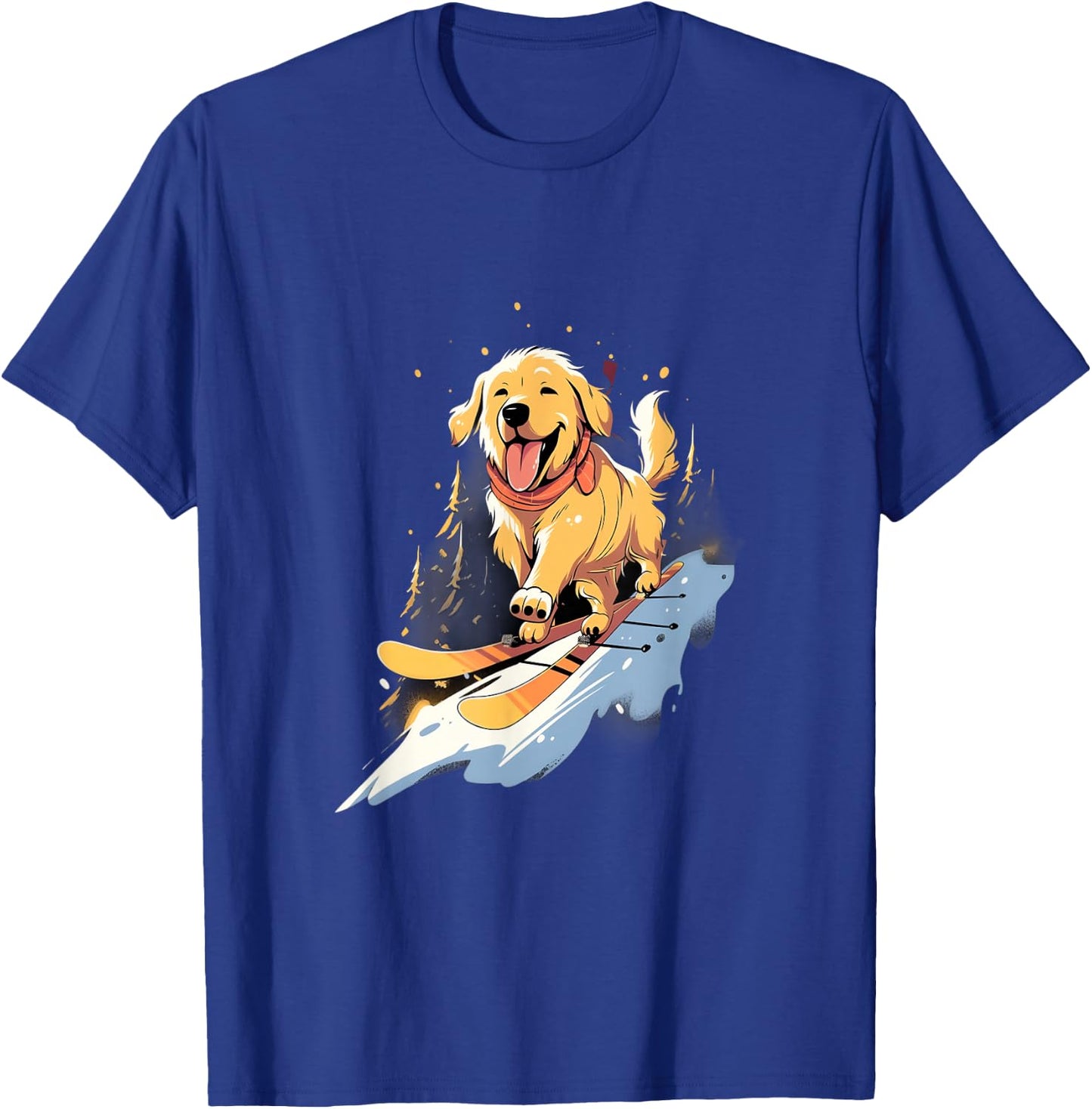 Golden Retriever Skiing Dog Skier Ski Winter Snow T-Shirt - T-Shirt | Royal
