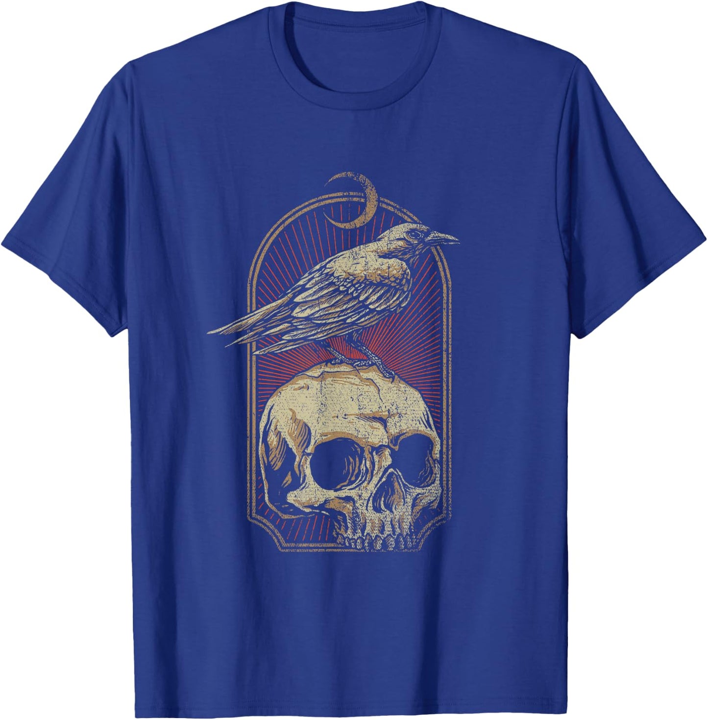 Witch Scary Crow Ghoulish Skull Moon Raven T-Shirt - T-Shirt | Royal
