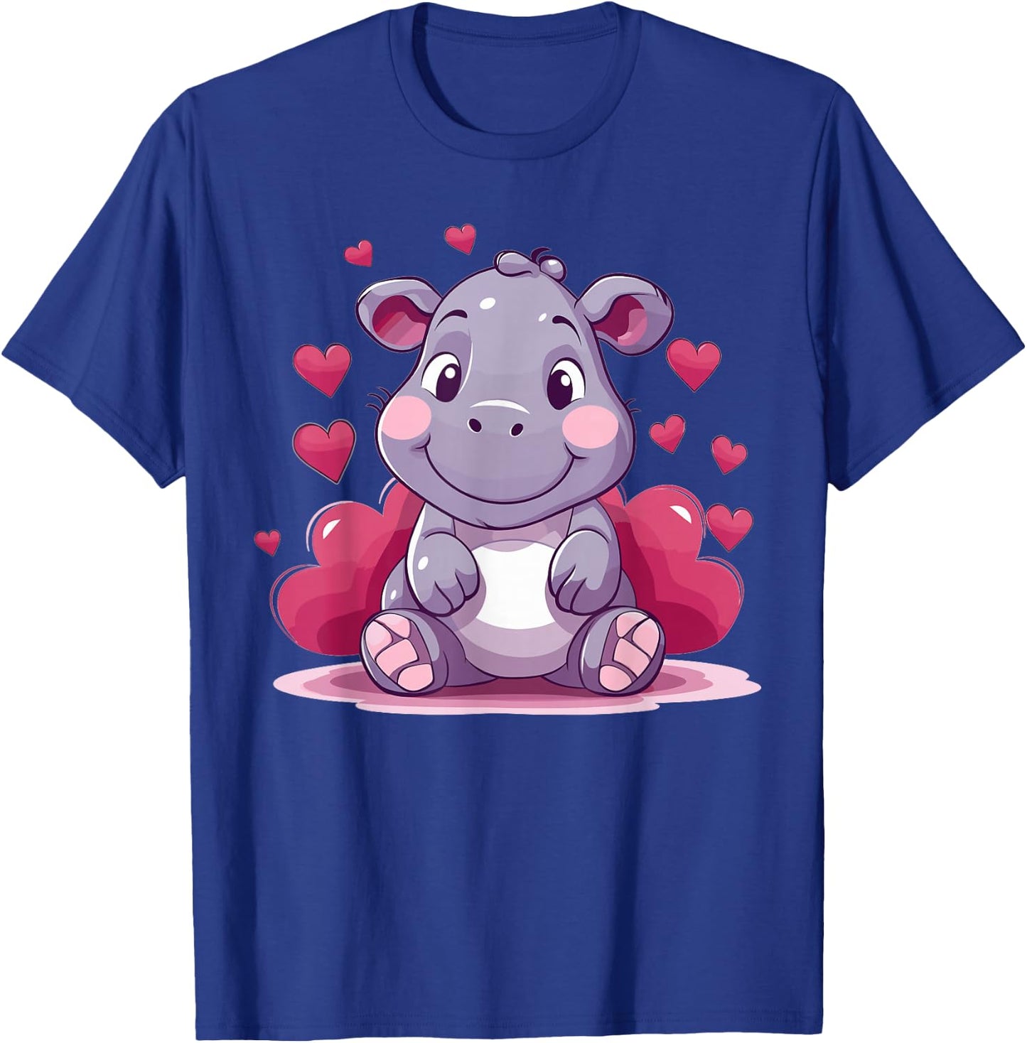 Cute Hippo with Hearts I Kids Hippo T-Shirt - T-Shirt | Royal