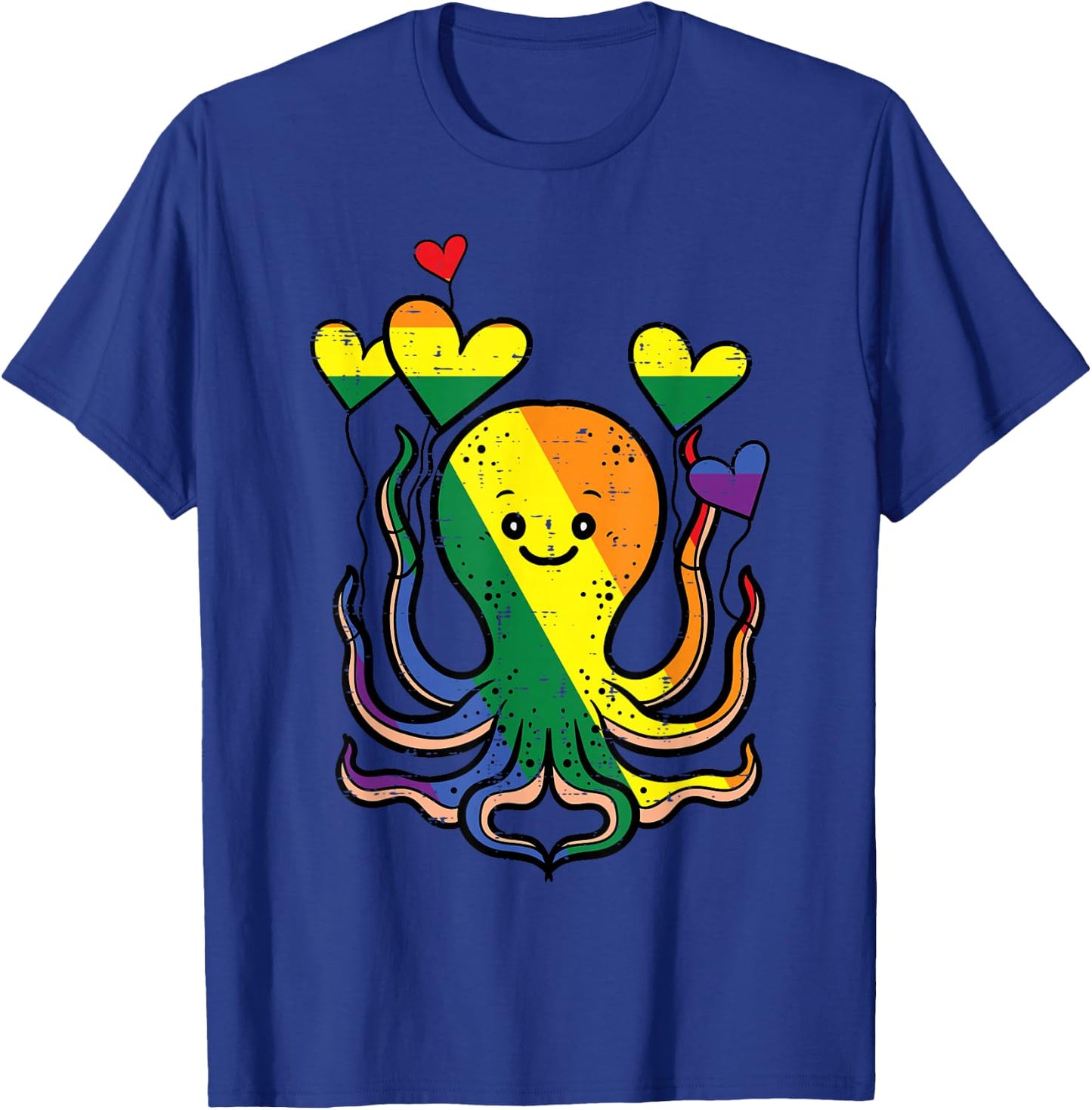 Gay Pride Octopus Hearts Rainbow Flag Lgbtq Women Kids Men T-Shirt - T-Shirt | Royal