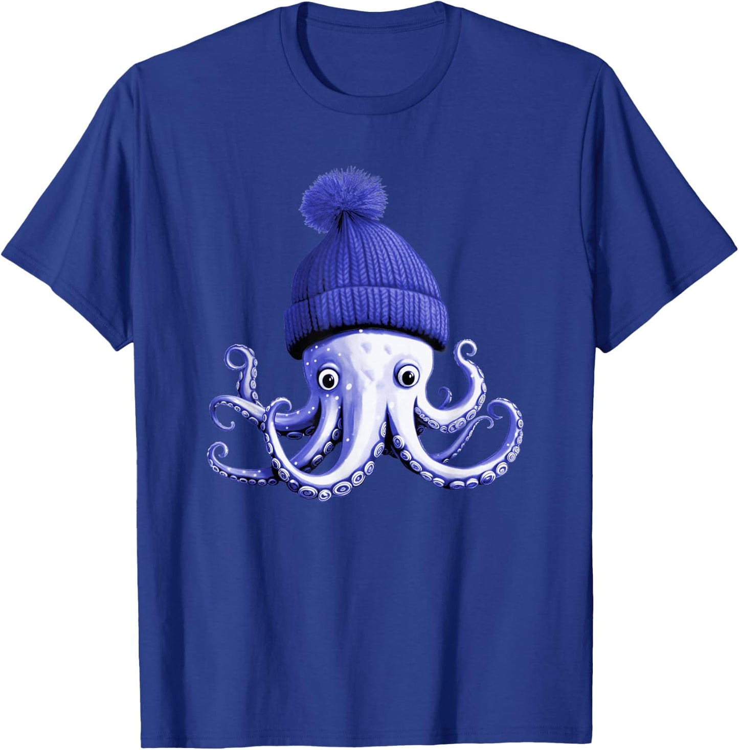 Cephalopod Octopus Lover Chilling Purple Cap Novelty Apparel T-Shirt - T-Shirt | Royal