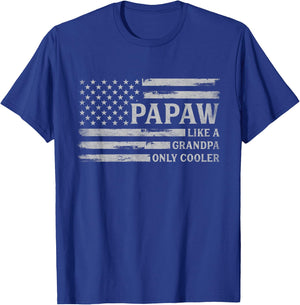 Papaw Like A Grandpa Only Cooler Grey Father's Day USA Flag T-Shirt - T-Shirt | Royal