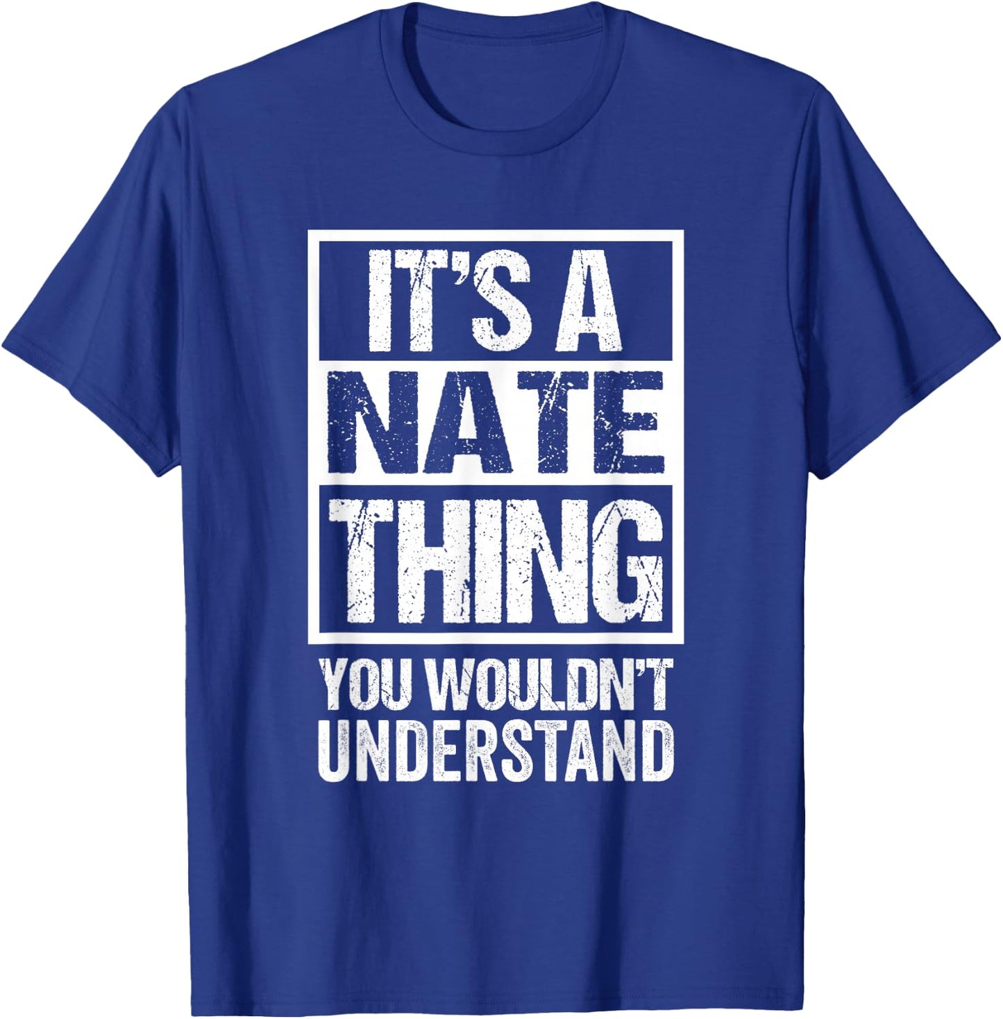 Funny Forename Gift Ideas Nate Nathan Nathaniel Black Small Modern Letter Print T-Shirt - T-Shirt | Royal