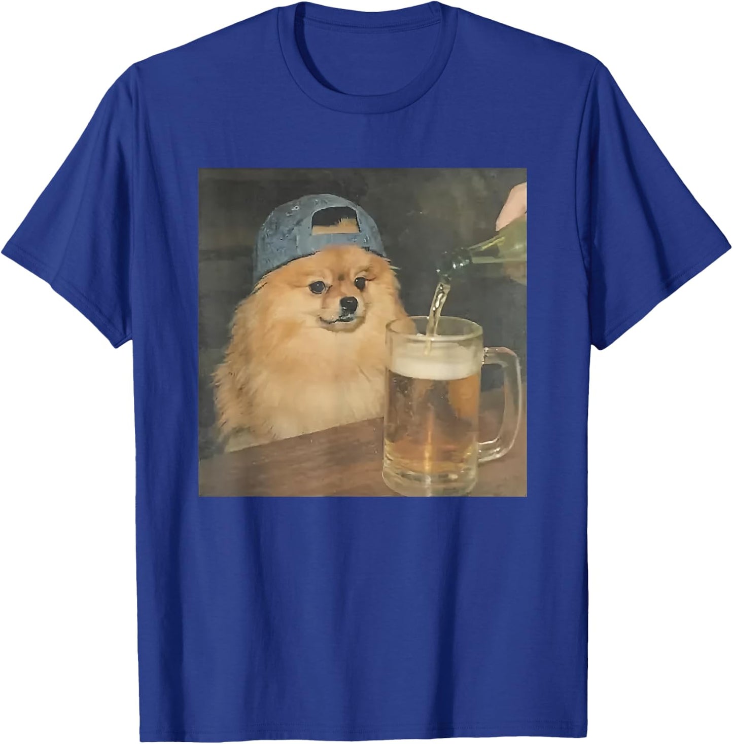 Funny Pomeranian Drinking Beer T-Shirt - T-Shirt | Royal