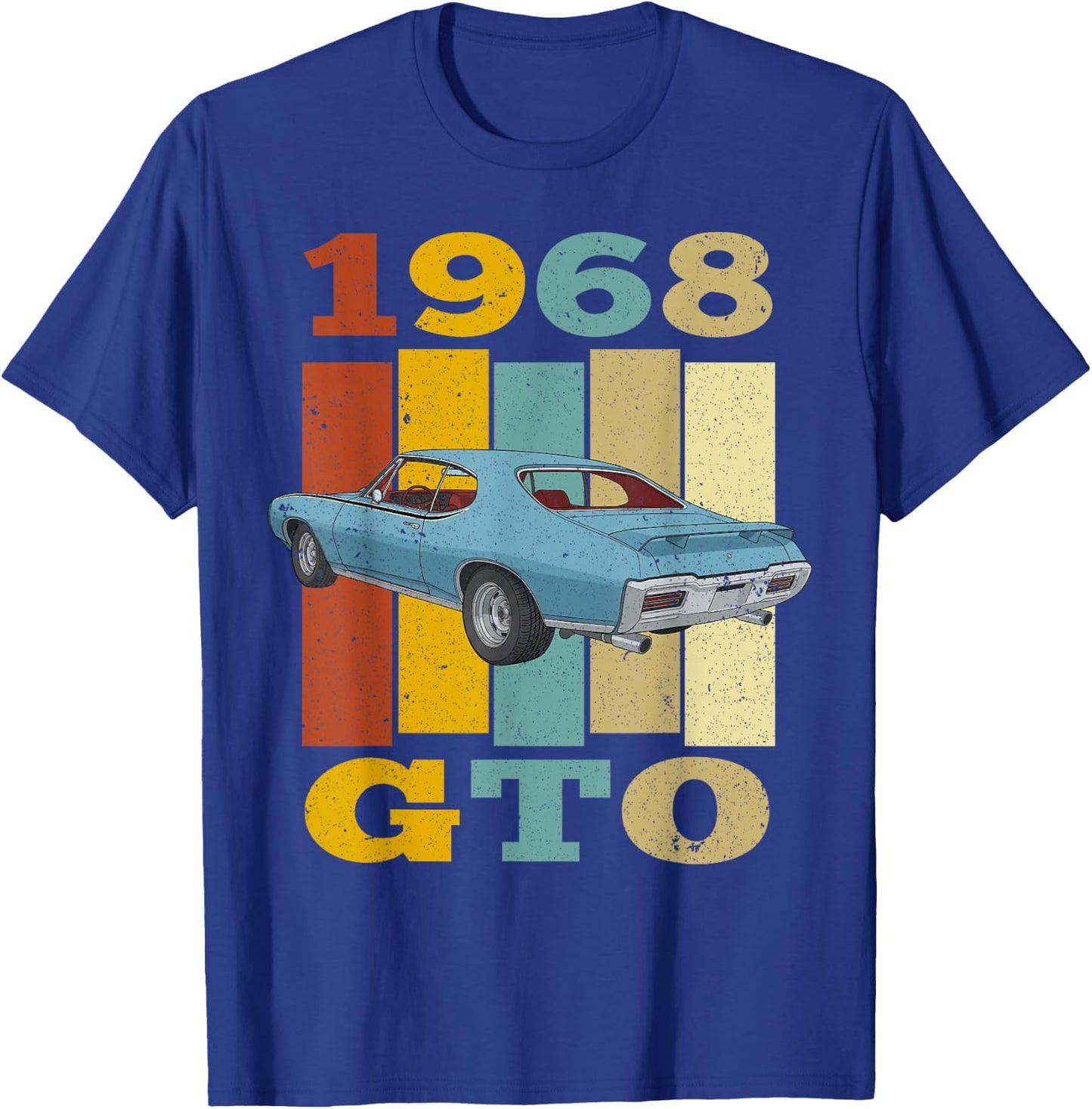 68 1968 GTO Vintage Silhouette Muscle Car T-Shirt - T-Shirt | Royal