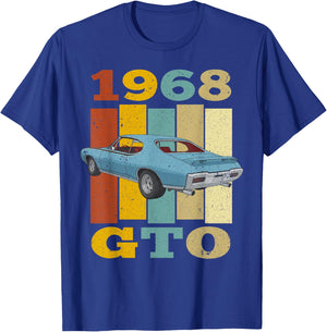 68 1968 GTO Vintage Silhouette Muscle Car T-Shirt - T-Shirt | Royal