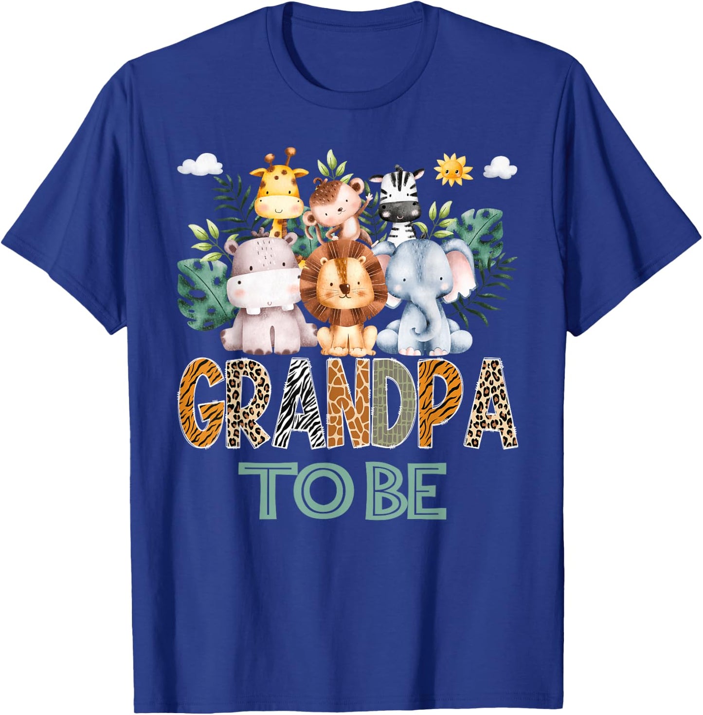 Soon To Be Grandpa Jungle Animal Safari Gender Reveal T-Shirt - T-Shirt | Royal