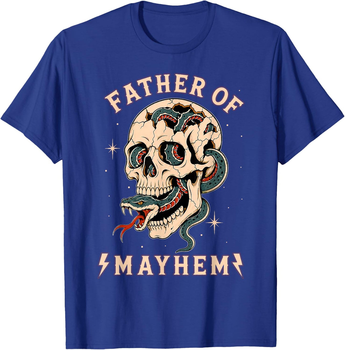 Father of Mayhem Men Dad Funny Father's Day Men Dad Gifts T-Shirt - T-Shirt | Royal