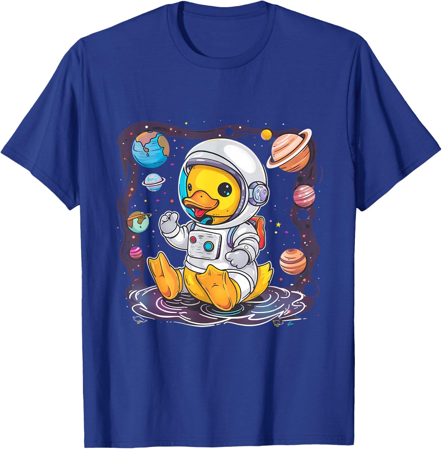 Rubber Duck Astronaut Space Rubber Duck Lover Science Planet T-Shirt - T-Shirt | Royal