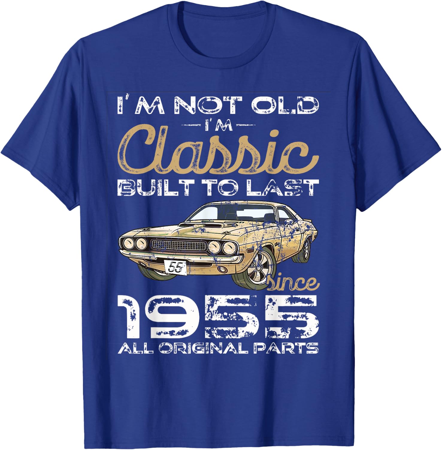 70th Birthday Gift Man Vintage 1955 Classic Car T-Shirt - T-Shirt | Royal