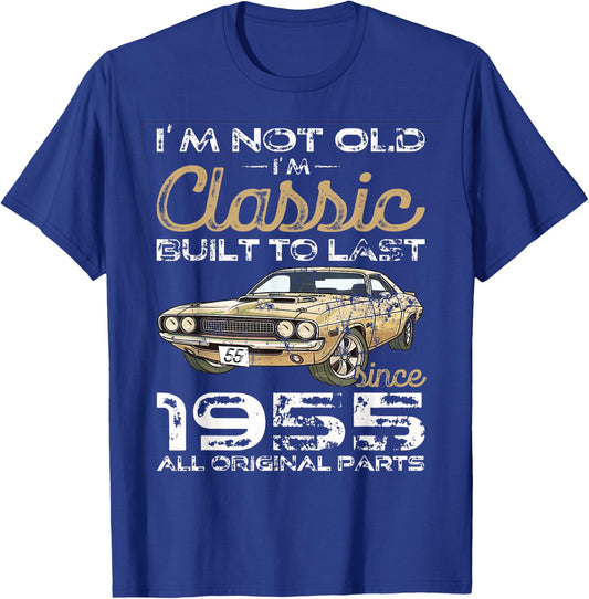 70th Birthday Gift Man Vintage 1955 Classic Car T-Shirt - T-Shirt | Royal