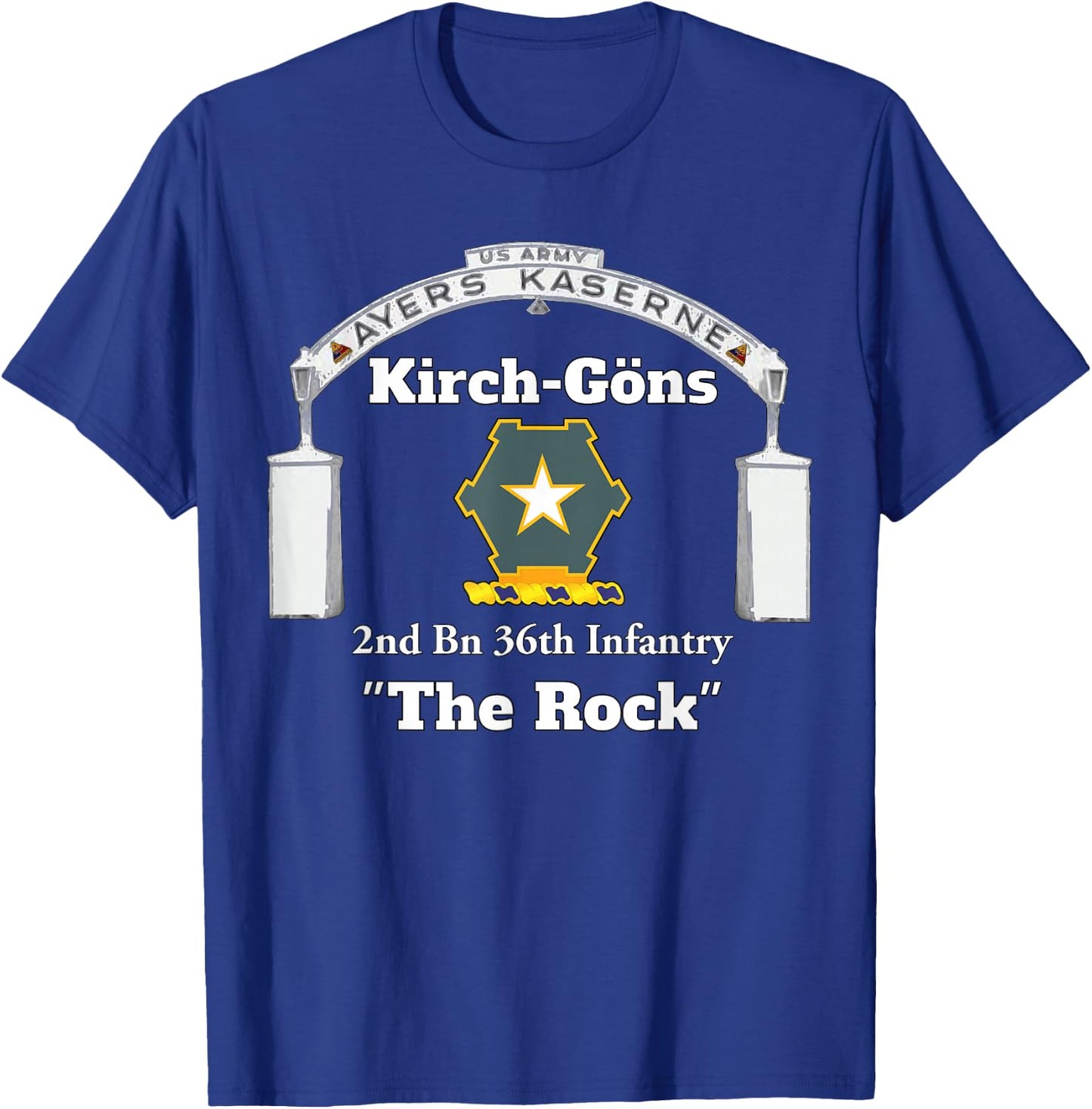 Ayers Kaserne - 2nd Bn 36th Infantry design on front T-Shirt - T-Shirt | Royal