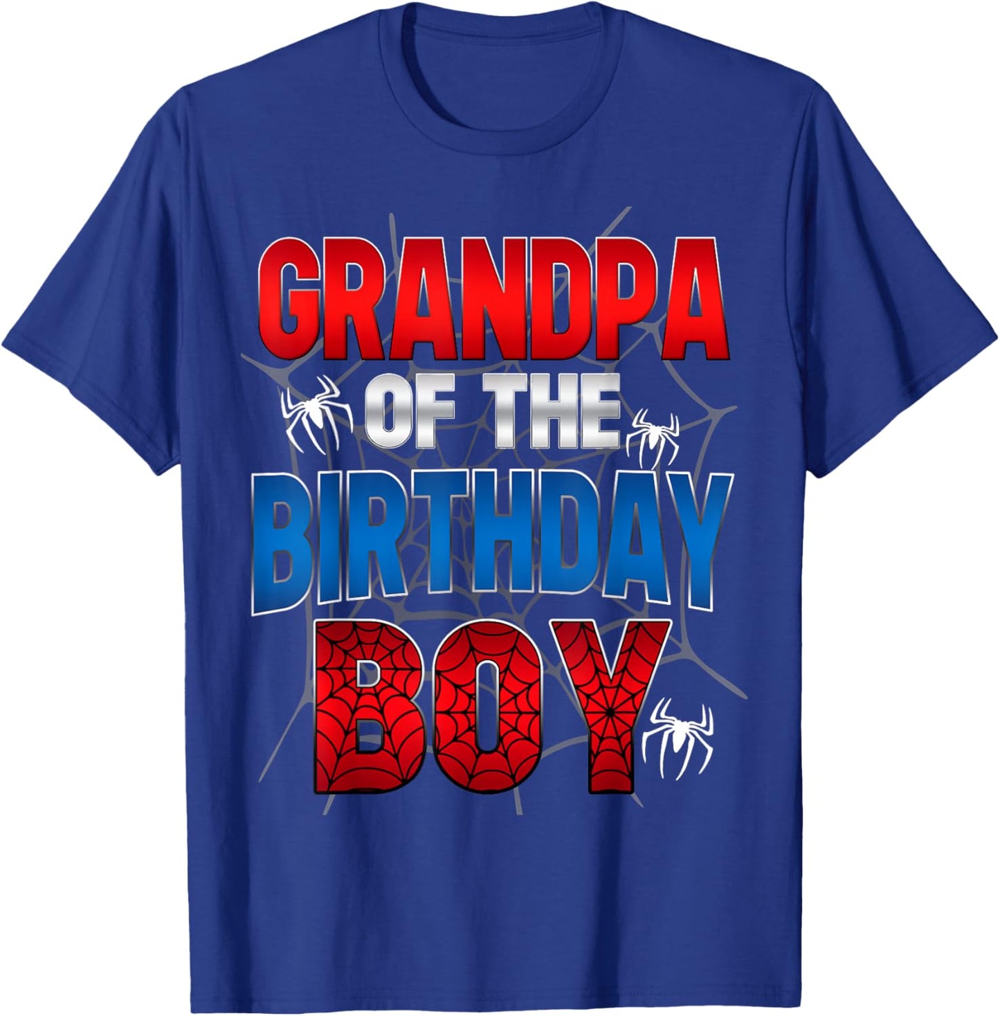 Grandpa Of The Birthday Boy Shirt Matching Family Spider Web T-Shirt - T-Shirt | Royal