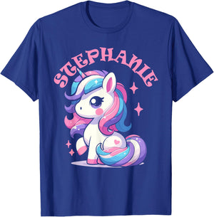 Stephanie Cute Unicorn Design for Girls Name Stephanie T-Shirt - T-Shirt | Royal