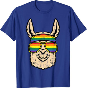 Gay Pride Llama Rainbow Flag Lgbt Alpaca Ally Men Boys Kids T-Shirt - T-Shirt | Royal