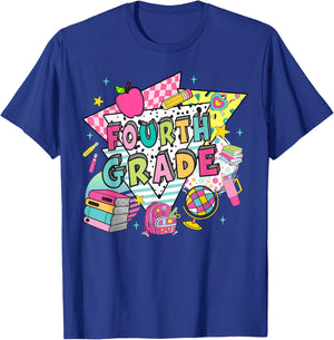 Fourth Grade Teachers Students Retro 90s Back To School T-Shirt - T-Shirt | Royal