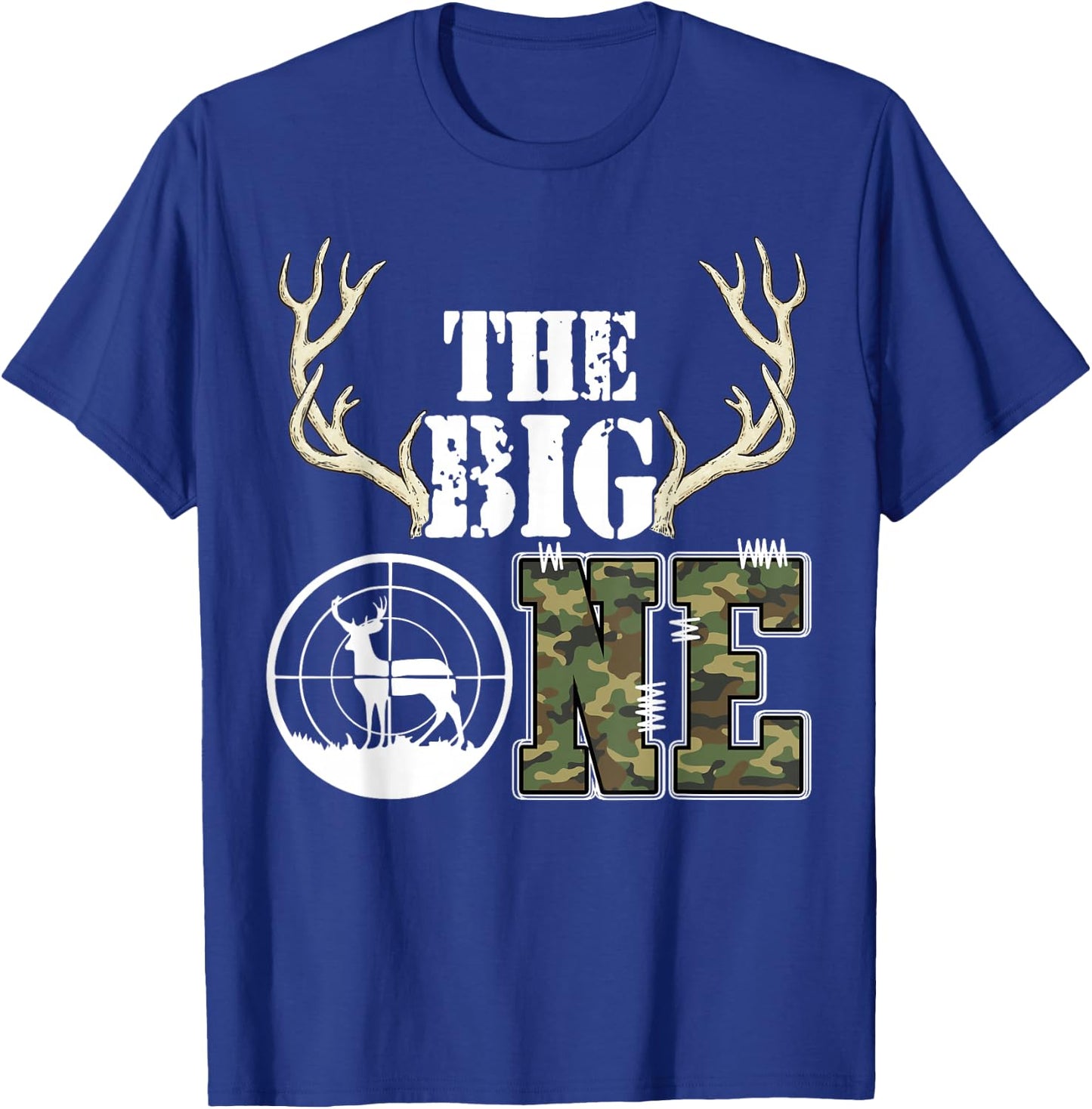 The Big One Birthday Boy Deer Hunter Camouflage 1st Birthday T-Shirt - T-Shirt | Royal