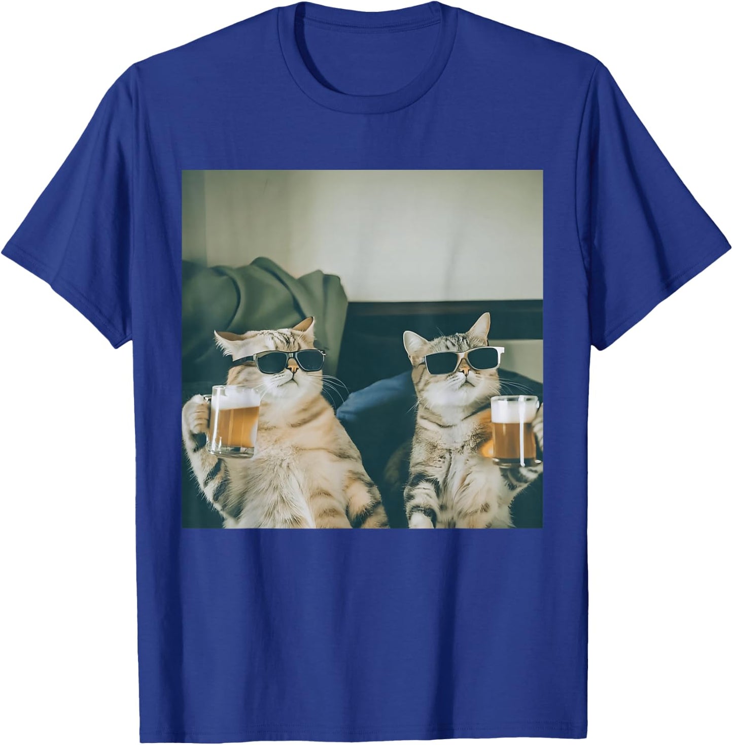 Retro Bier Katzen Foto Lustig Alkohol gekühlt Katze Party Lustig T-Shirt - T-Shirt | Royal