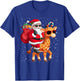 Santa Claus Riding A Giraffe Christmas Boy Girl Kids T-Shirt - T-Shirt | Royal