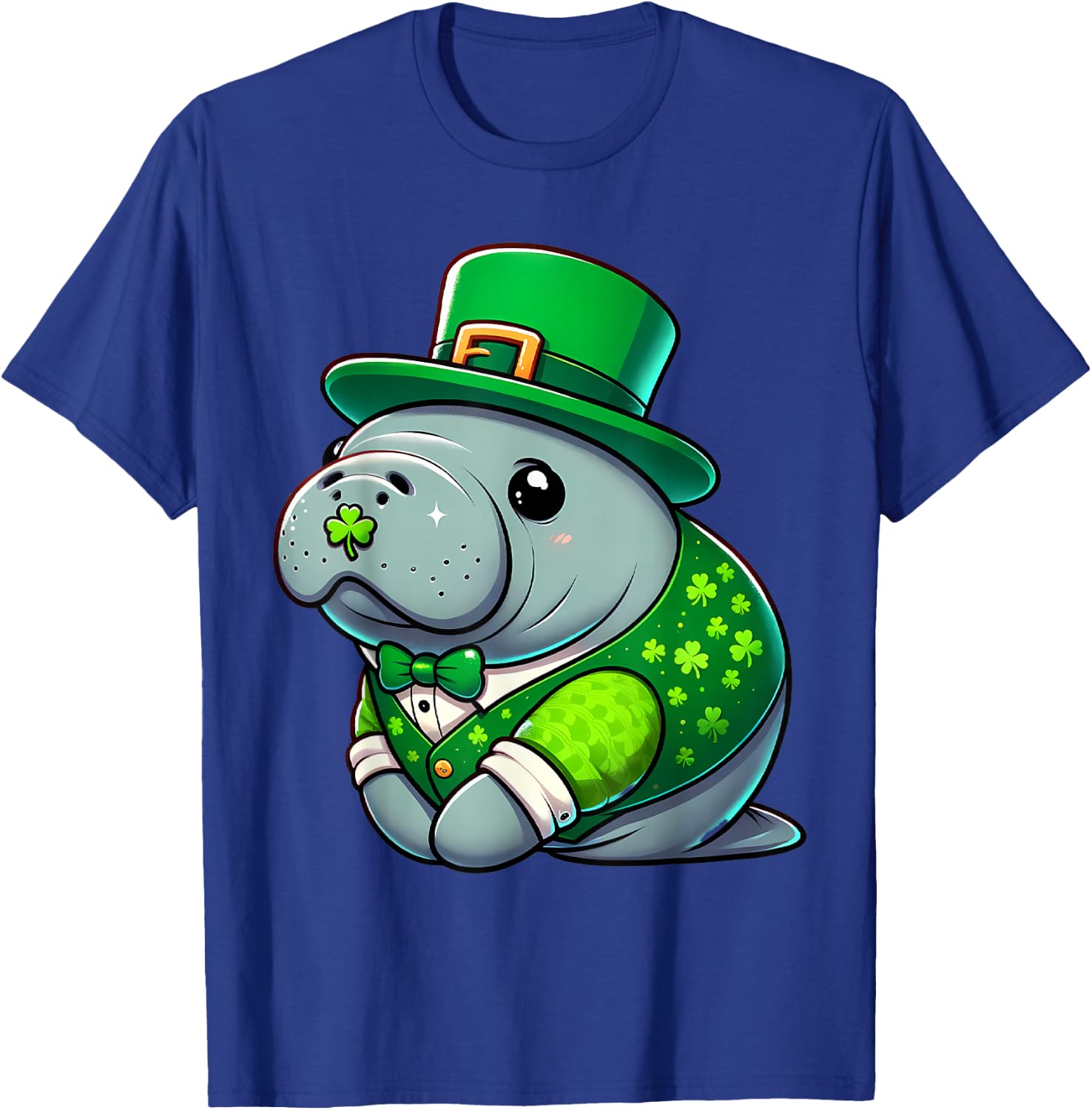 St. Patricks Day Manatee Leprechaun Men Women Kids T-Shirt - T-Shirt | Royal