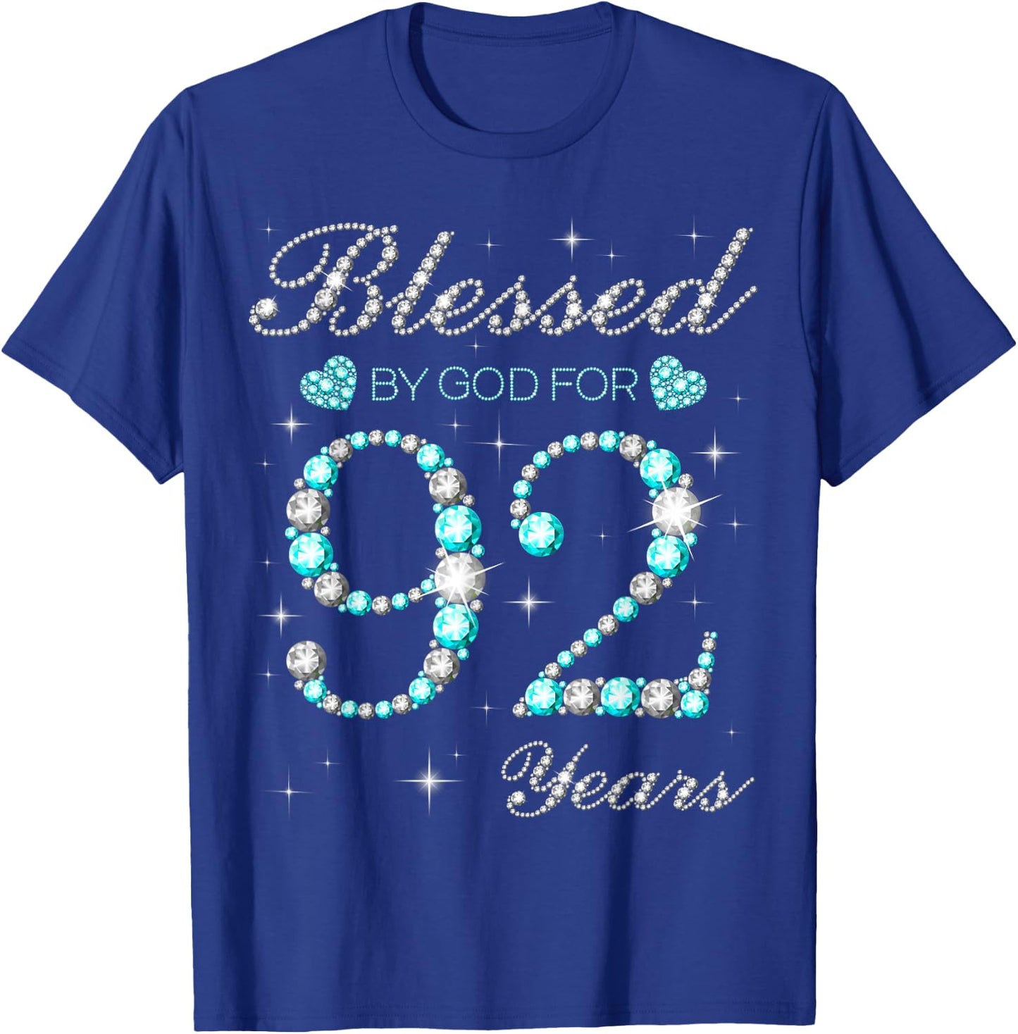 Blessed By God For 92 Years Old Woman 92nd Birthday T-Shirt - T-Shirt | Royal