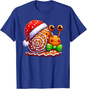 Funny Gingerbread Man Snail Christmas Kids T-Shirt - T-Shirt | Royal