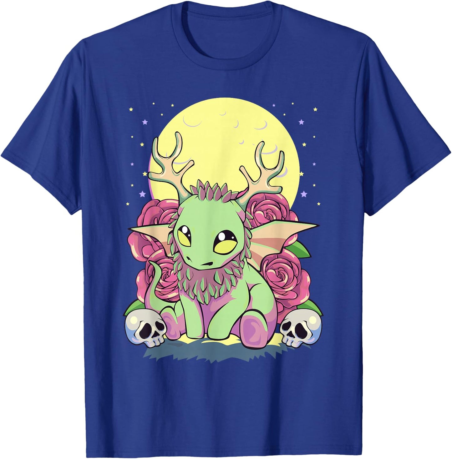 Pastel Goth Kawaii Occult Jackalope Cryptid Dragon Roses T-Shirt - T-Shirt | Royal