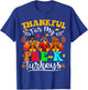 Thankful for My Pre-K Turkeys Thanksgiving Teacher Fall T-Shirt - T-Shirt | Royal