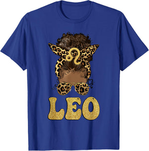 Leo Girl Afro Messy Bun African American women T-Shirt - T-Shirt | Royal