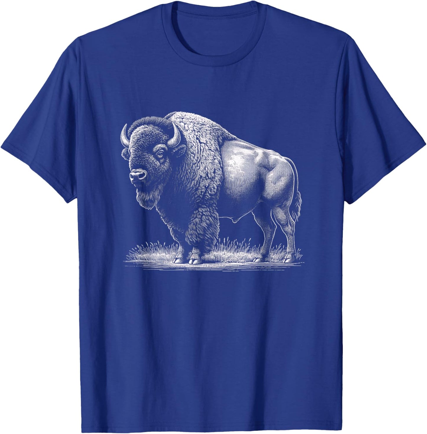 Vintage American Bison Buffalo Graphic Art Design T-Shirt - T-Shirt | Royal