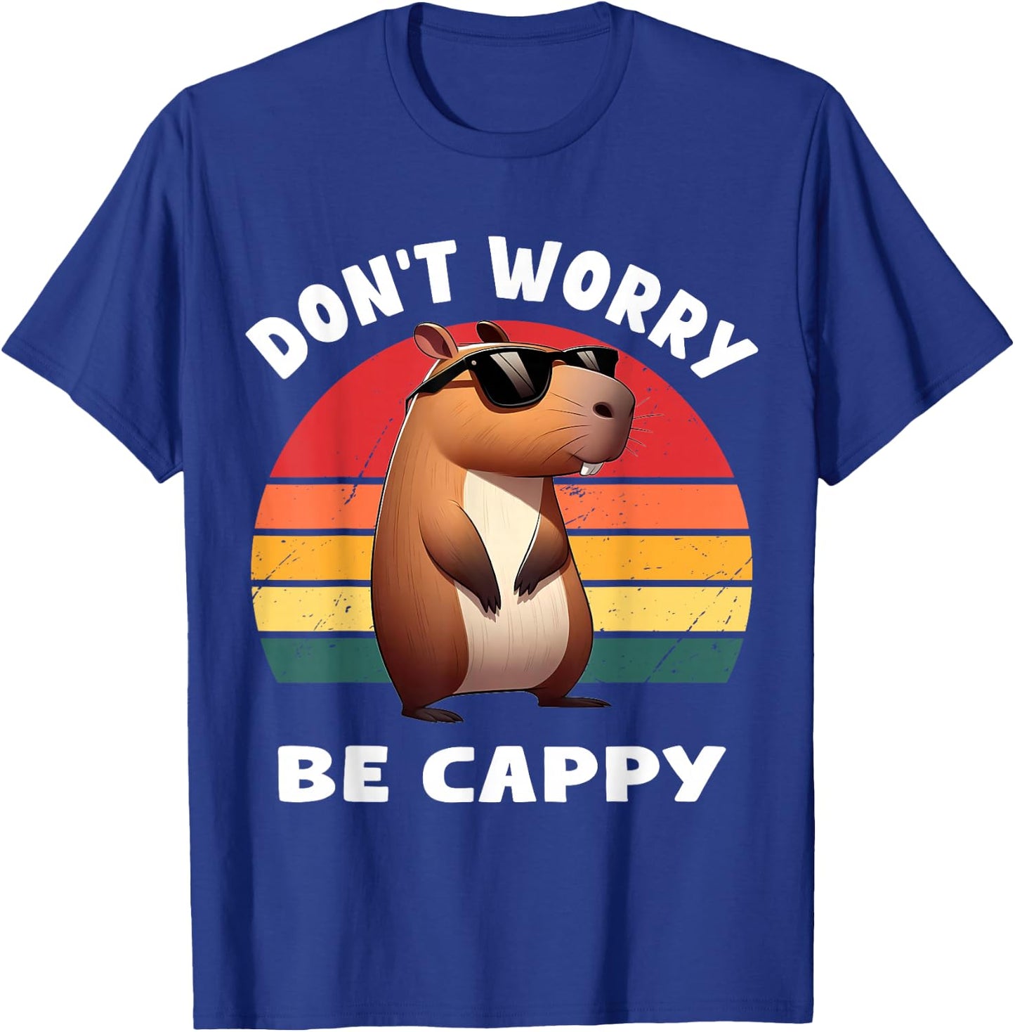 Capybara Capybara Rodent Dont Be Worry Be Capy Retro Funny Capybara , Black, S T-Shirt - T-Shirt | Royal