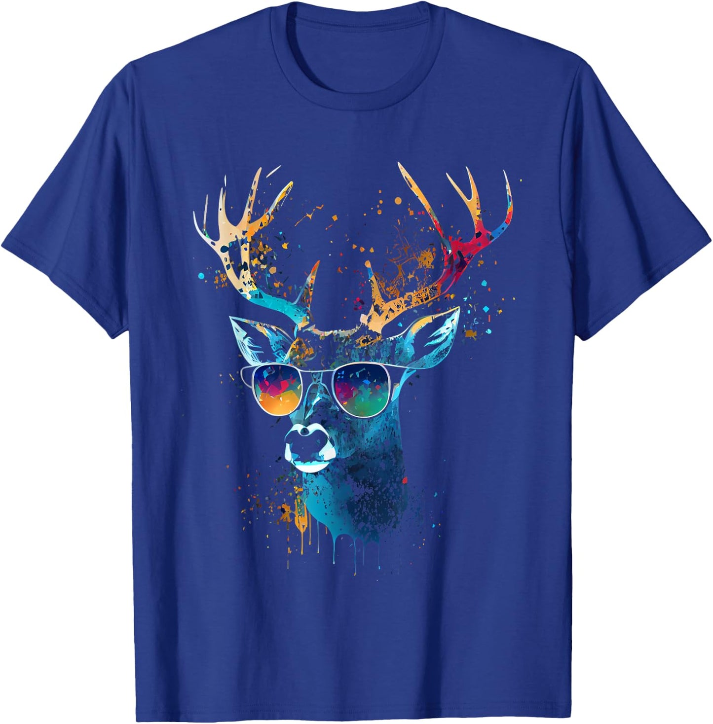Deer Sunglasses Hunting Hunter Nature Fan Forest Hiking , black T-Shirt - T-Shirt | Royal