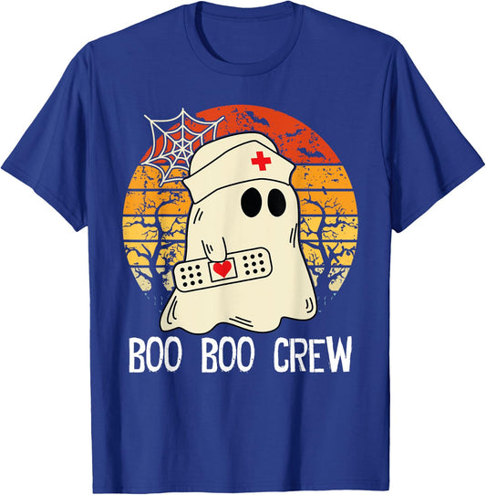 Boo Boo Crew Nurse Funny Ghost Women Halloween Nurse spooky T-Shirt - T-Shirt | Royal