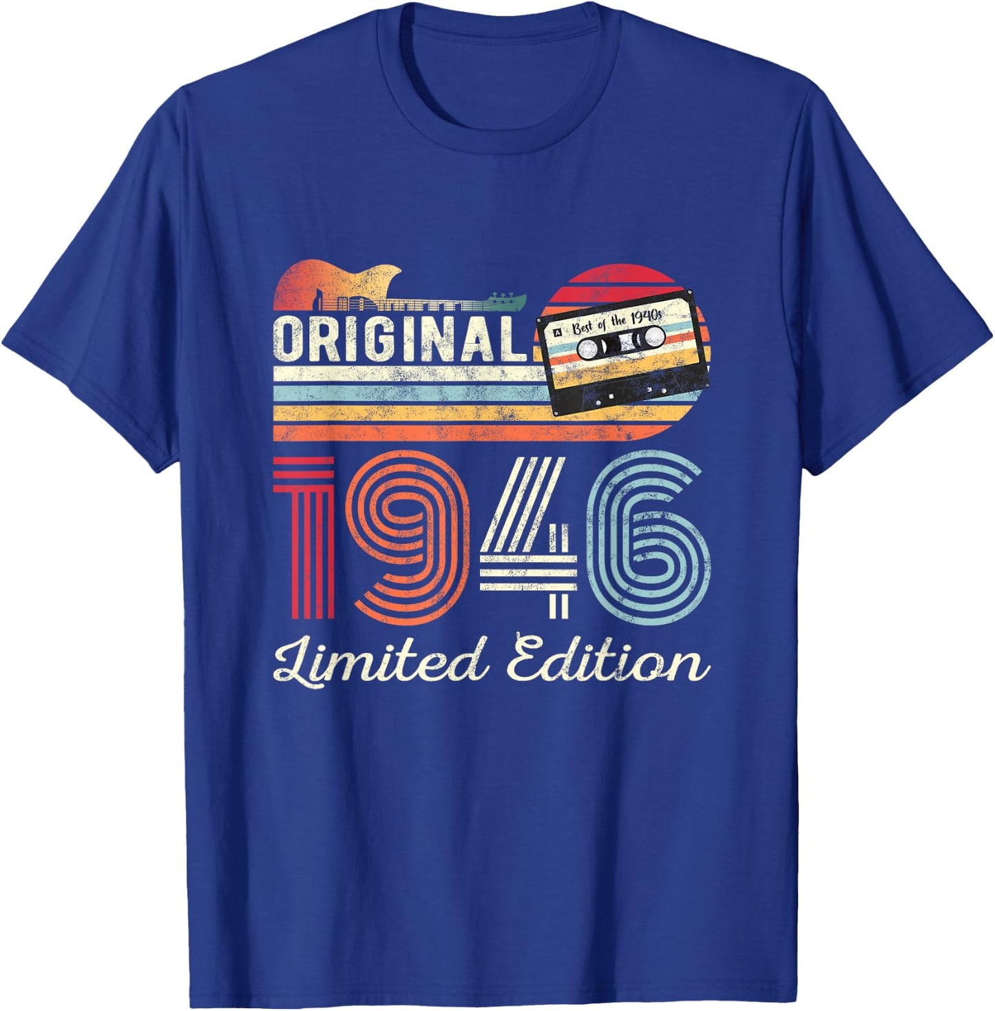 Original 1946 Geburtstag Gitarren Musiker Kassette Tape T-Shirt - T-Shirt | Royal