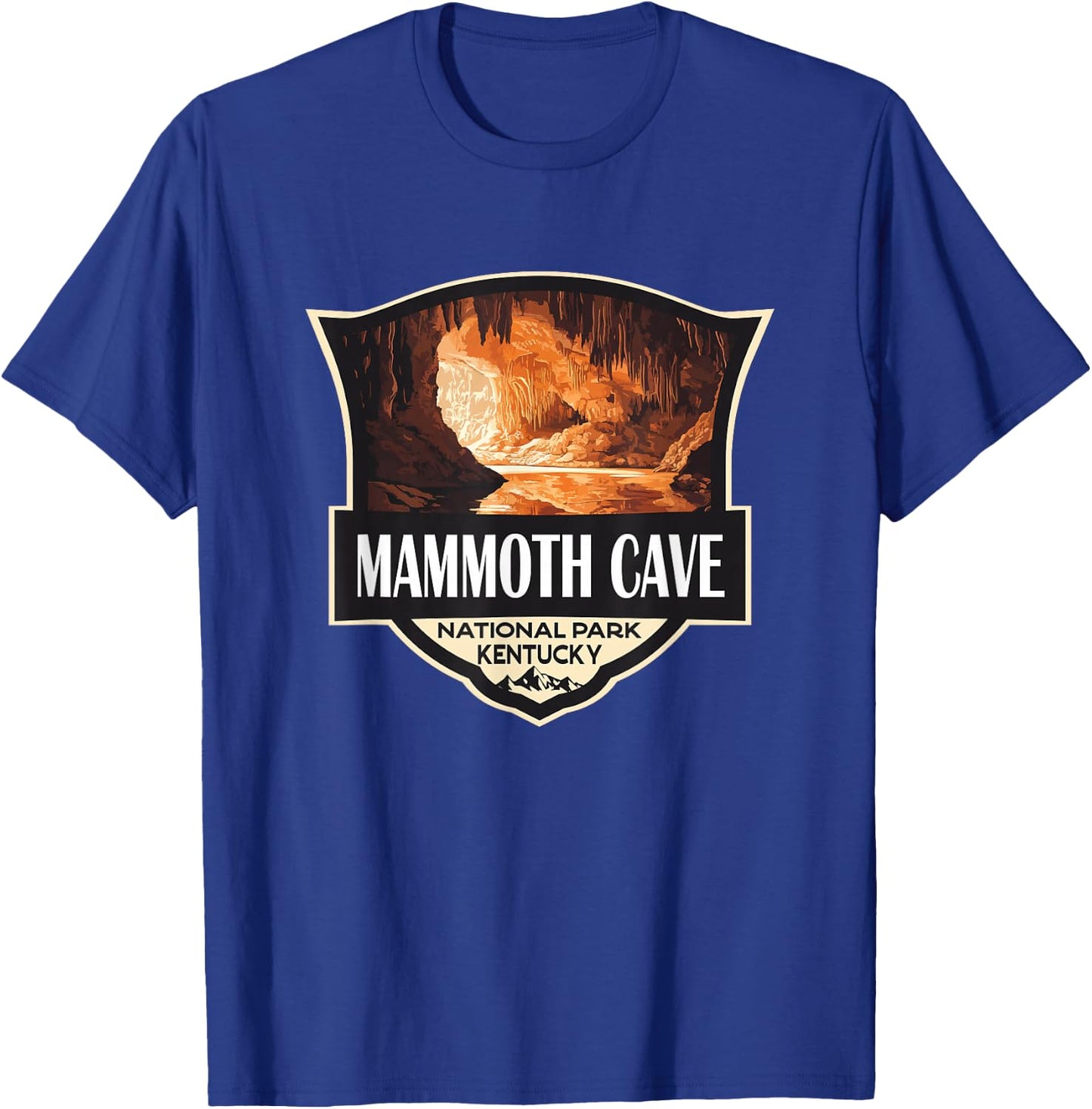 Mammoth Cave National Park Illustration Retro Badge T-Shirt - T-Shirt | Royal