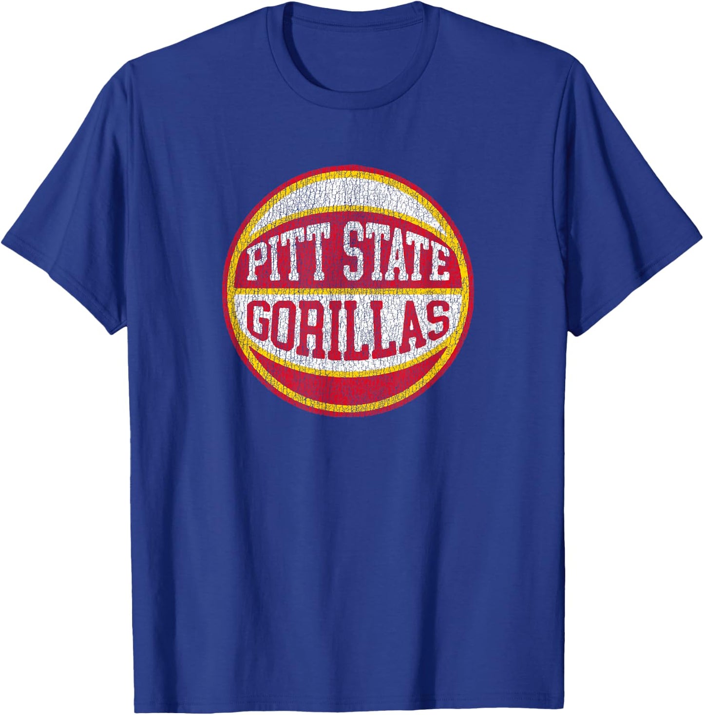 Pitt State Gorillas Distressed 80s Basketball Classic Retro T-Shirt - T-Shirt | Royal