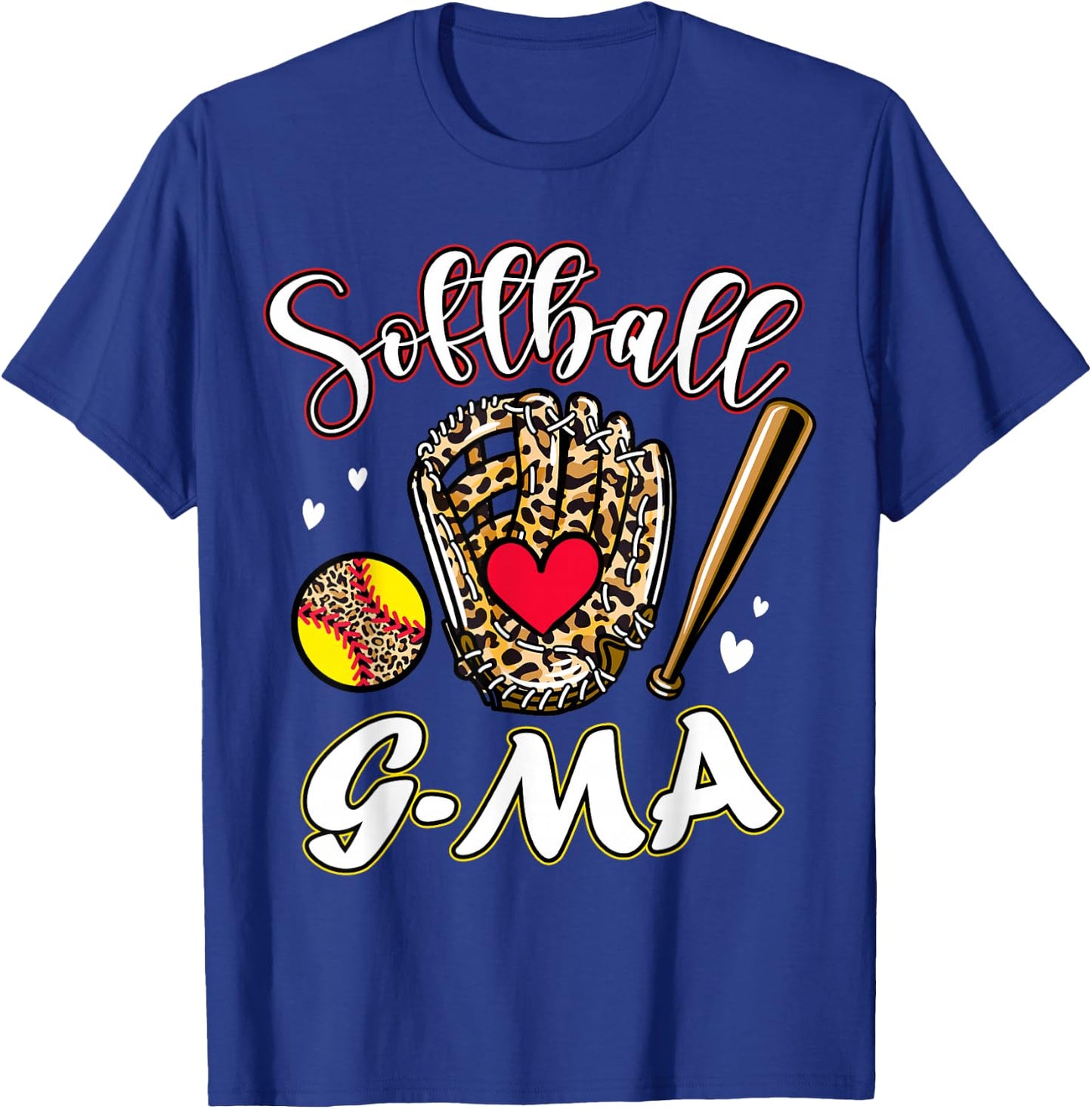 Softball G-Ma Leopard Game Day Softball Cute Matching Family T-Shirt - T-Shirt | Royal