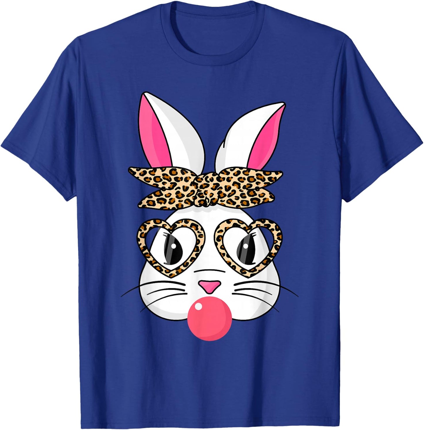 Cute Bunny With Leopard Bandana Heart Glasses Easter Day T-Shirt - T-Shirt | Royal