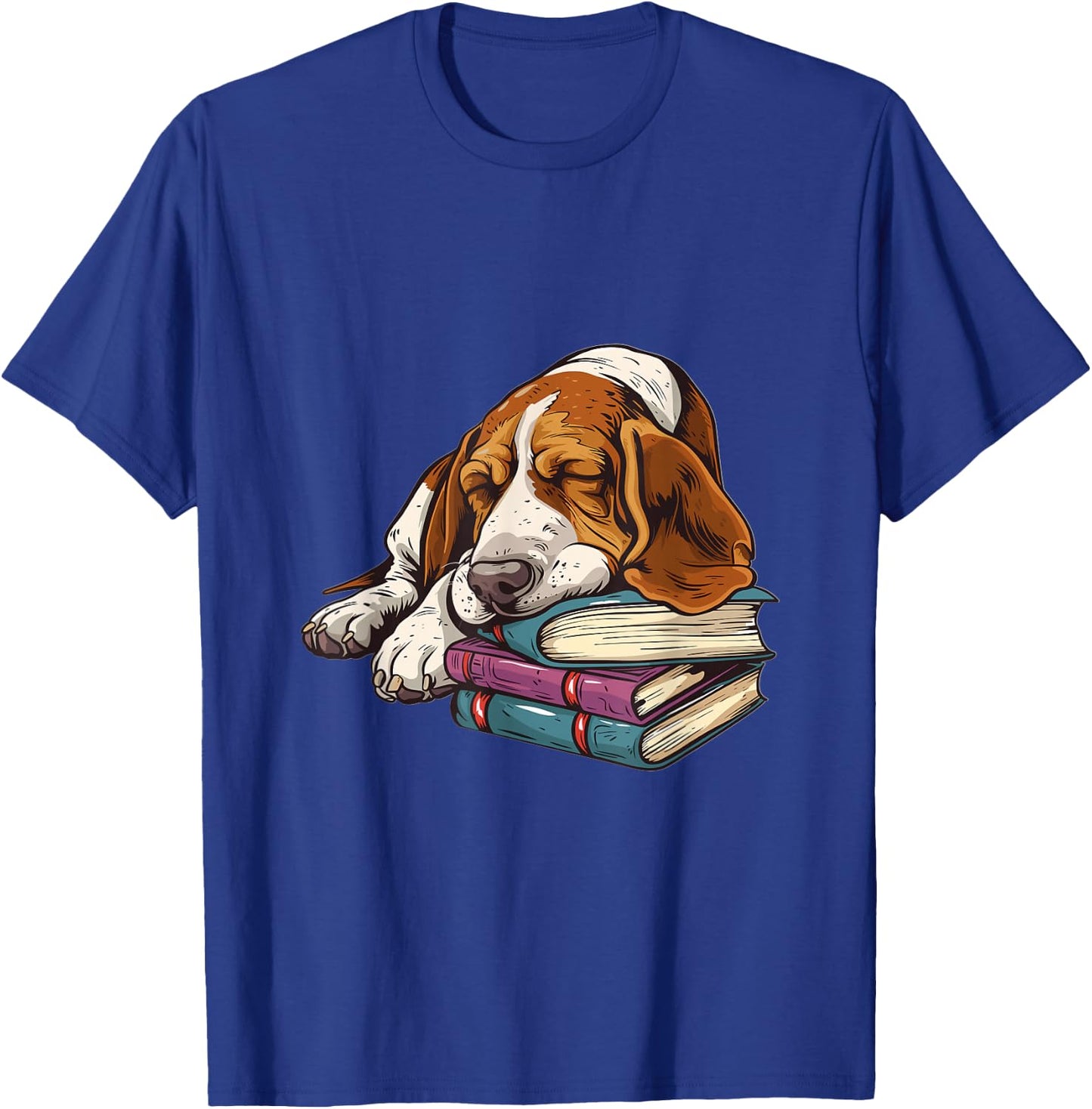 Basset Hound Books Dog Breed Graphic T-Shirt - T-Shirt | Royal