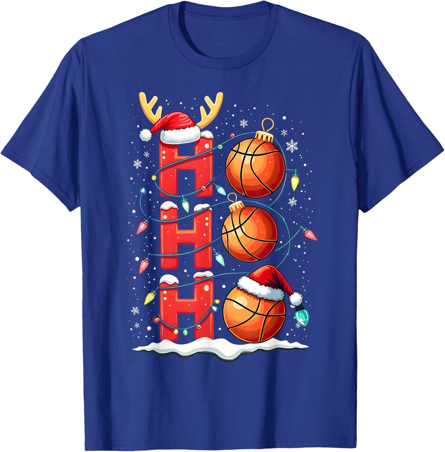 Christmas Basketball Ho Ho Sports Christmas Basketball Boys Kids , Black, S T-Shirt - T-Shirt | Royal