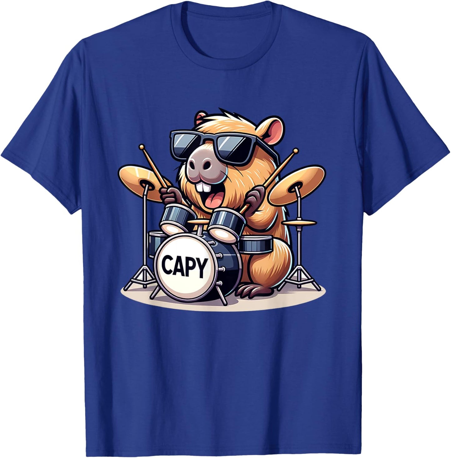 Lustige Capybara spielt Schlagzeug Kinder Junge Mädchen T-Shirt - T-Shirt | Royal