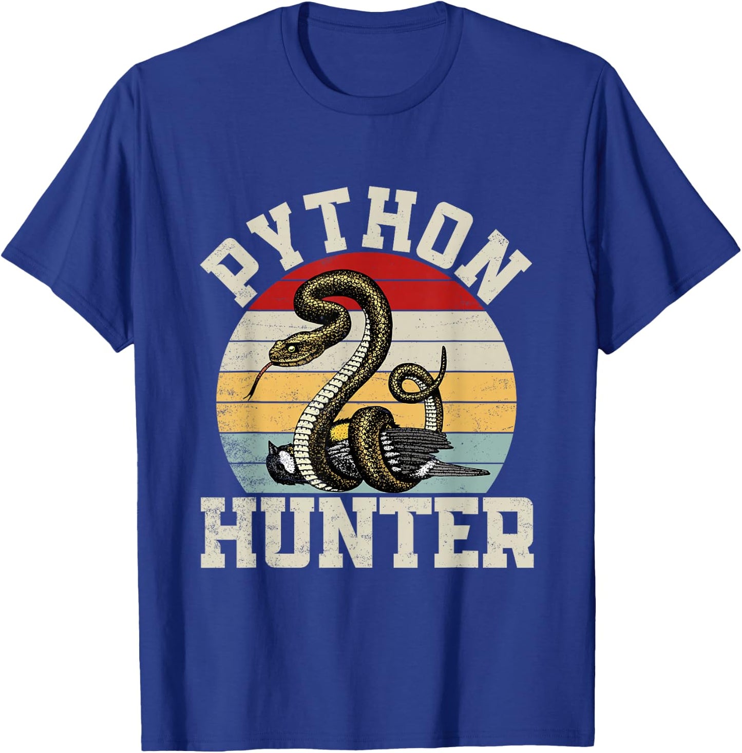Python Hunter Florida Snake Vintage Retro Sunset T-Shirt - T-Shirt | Royal