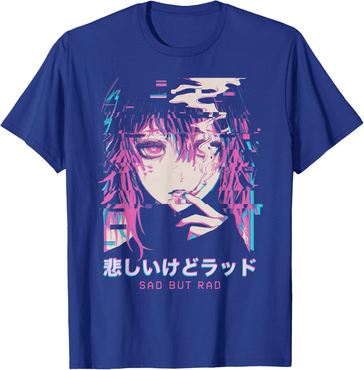 Smoking Anime Femboy Glitch Sad But Rad Vaporwave Hentai , Black, S T-Shirt - T-Shirt | Royal