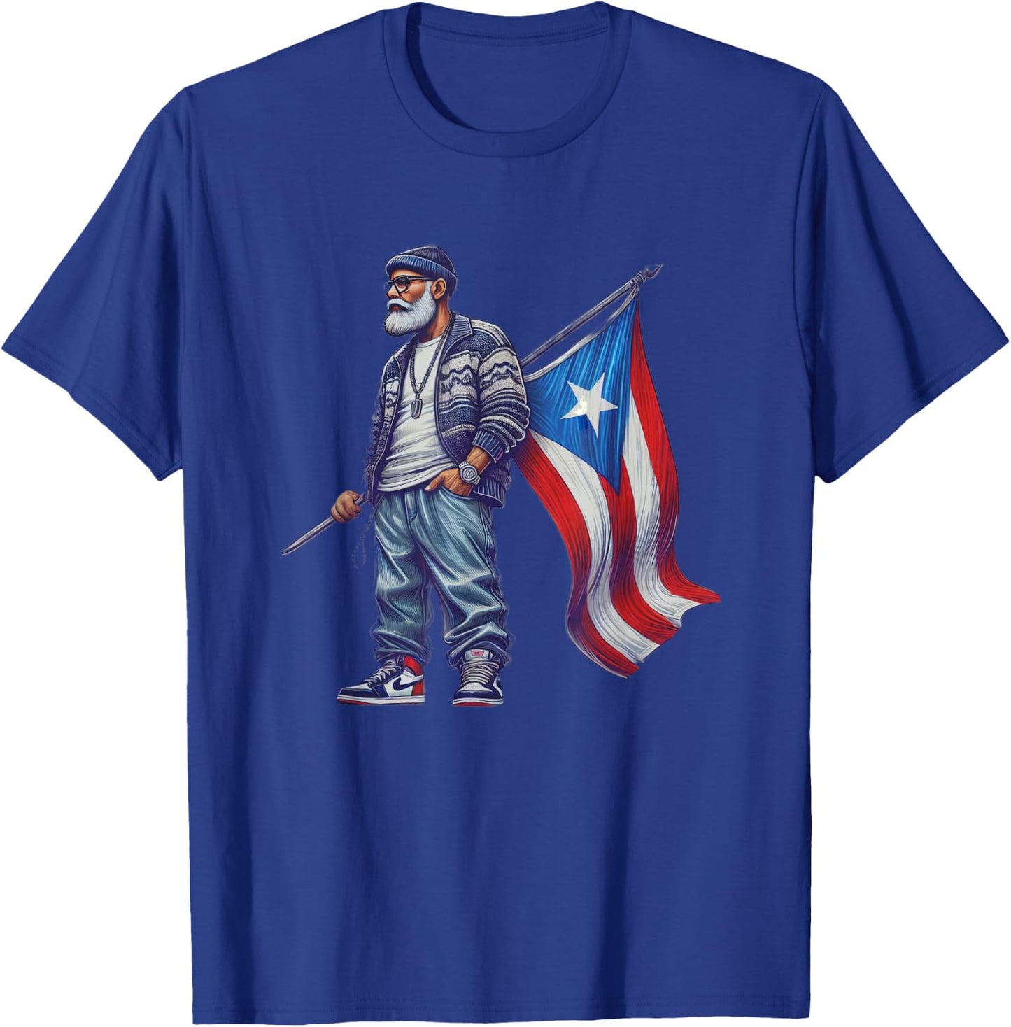 Abuelo Boricua Grandpa Puerto Rican Flag Fathers Day Style T-Shirt - T-Shirt | Royal