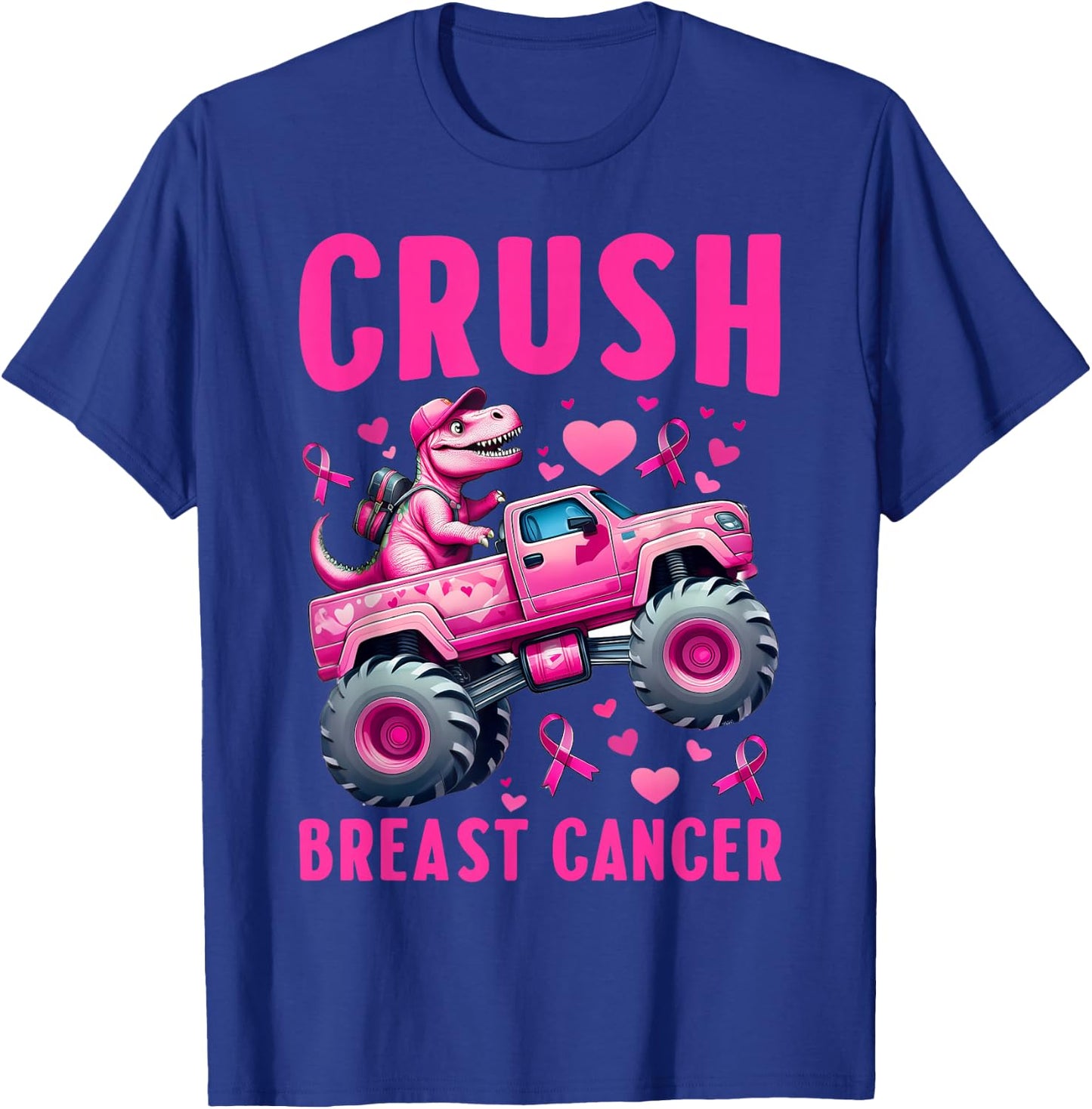 Crush Breast Cancer Awareness Monster Truck Toddler Boy Kids T-Shirt - T-Shirt | Royal