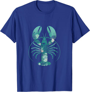Teal Blue Lobster Sea Animal Silhouette Marine Life Vintage T-Shirt - T-Shirt | Royal
