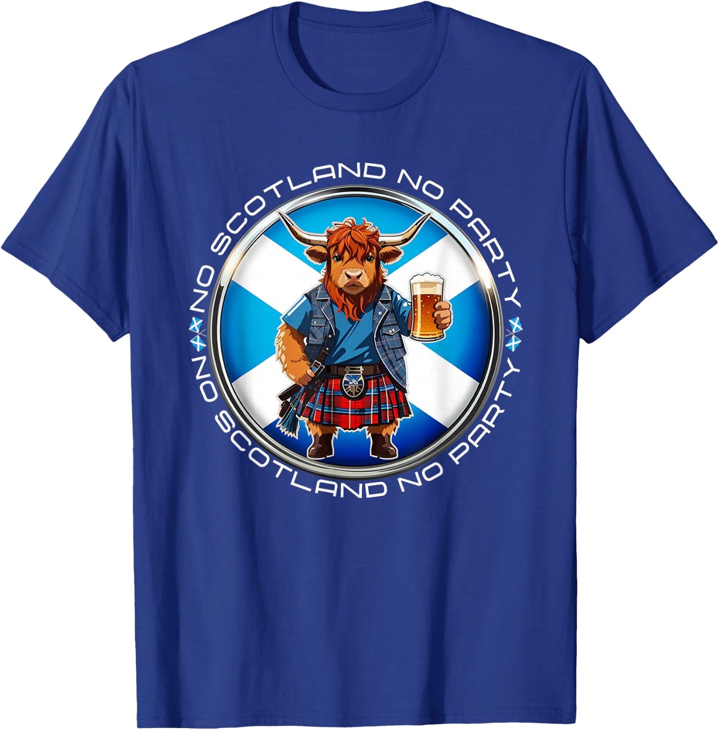 No Scotland No Party Scottish Pride Scotland Highland Cow T-Shirt - T-Shirt | Royal
